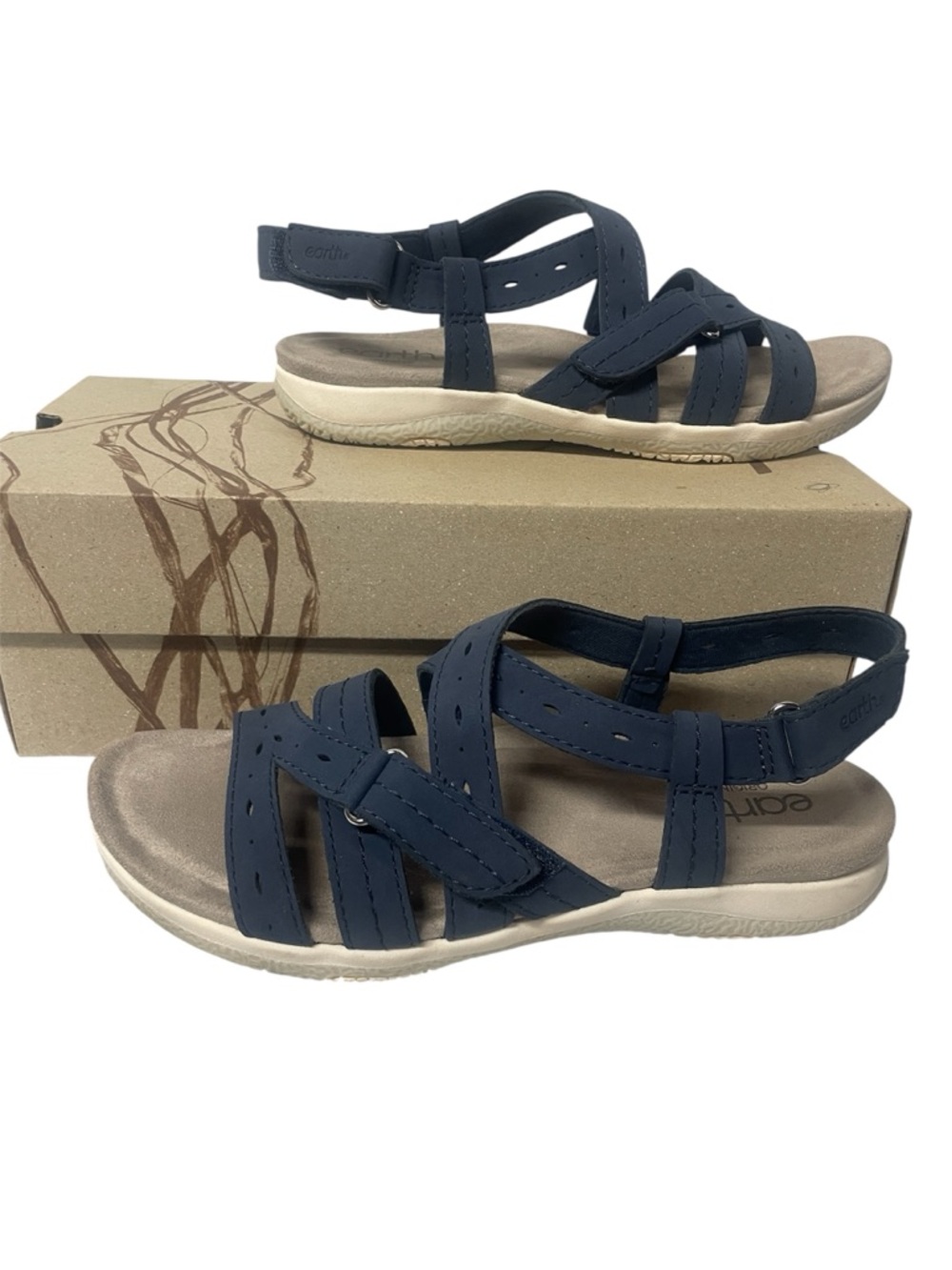 Earth Origins Woman’s  Navy Blue Adjustable Strappy Sandals 8